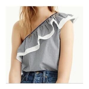 J. Crew Striped One Shoulder Top